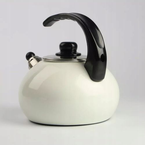 CZAJNIK EMALIOWANY NOWOCZESNY ECRU Z GWIZDKIEM STAL 2,5 L INDUKCJA GAZ na Arena.pl