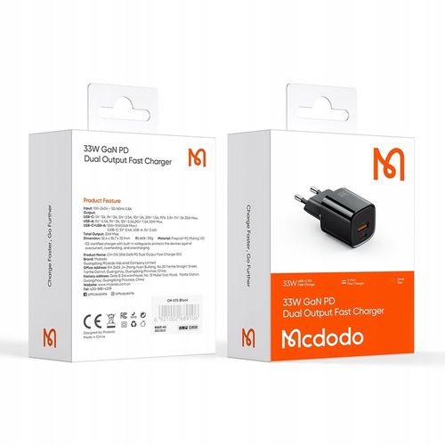 MCDODO NANO GaN ŁADOWARKA 2X USB/USB-C PD QC - 33W na Arena.pl