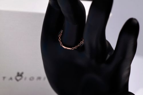 exclusive | pierścionek łańcuszkowy z brylantem 0,13ct w różowym złocie 750 na Arena.pl