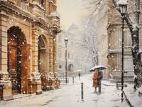 Plakat 100x75cm Zimowy Spacer Starym Miastem