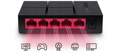 Switch 5 PORT GIGABIT Rozdzielacz Sieci LAN 1gb ENERGOOSZCZĘDNY TP LINK 5x na Arena.pl