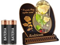 RODZICE RODZICOM ZNICZ LAMPION NA GRÓB SKOS RÓŻA BIAŁA+LEDY