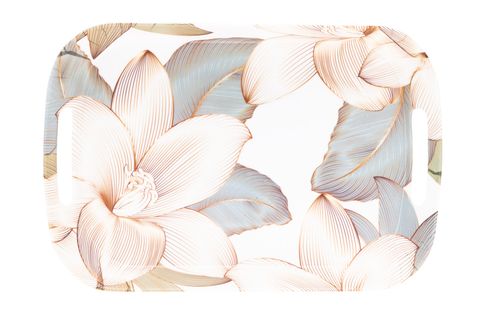 Taca dekoracyjna z melaminy 35,5 x 24 x 4 cm wygodne uchwyty wzór kwiaty na Arena.pl