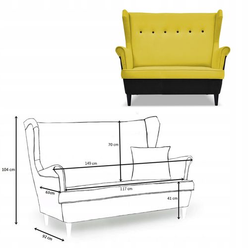 Zestaw wypoczynkowy ARI DUO sofa fotele pufy Family Meble czarno - żółty na Arena.pl