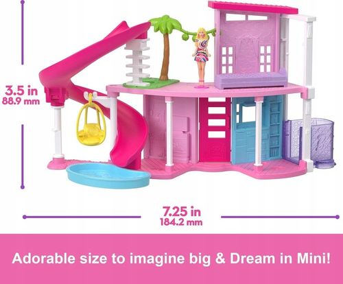 BARBIE MINI BARBIELAND DOMEK MARZEŃ DLA LALEK ZJEŻDŻALNIA + MINI LALKA AKC. na Arena.pl