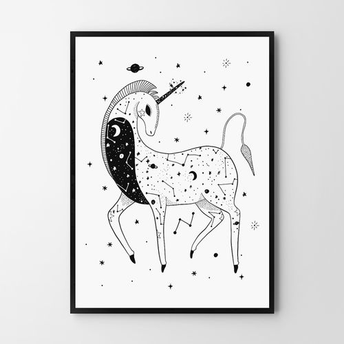 Plakat konstelacja jednorożca jednorożec 21x29,7 cm A4 na Arena.pl