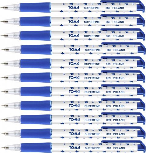 Długopis Toma niebieski w gwiazdki 10 sztuk zestaw na Arena.pl
