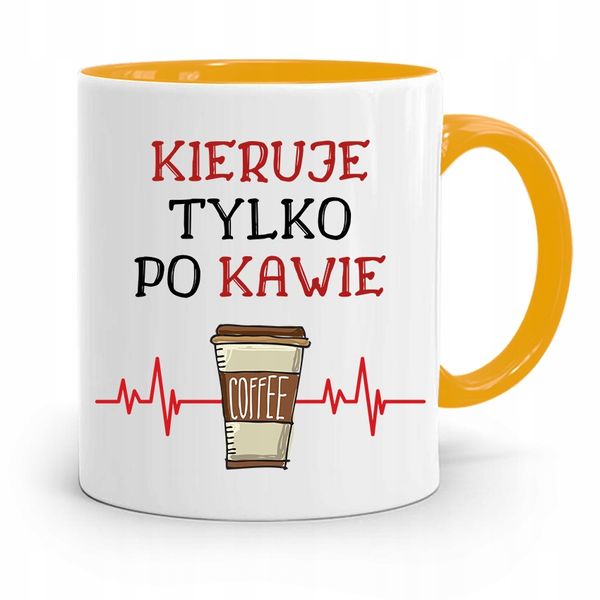 Kubek Żółty Dla Kierownika Kieruje Po Kawie Z Nadrukiem Ze Zdjęciem zdjęcie 1