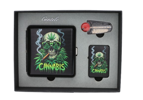 Zestaw Prezentowy Czacha Papierośnica + Zapalniczka + Kamienie i Knot na Arena.pl