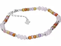 ELEGANCKA RODOWANA SREBRNA BRANSOLETKA FASETOWANE KRYSZTAŁKI BIAŁY AGAT