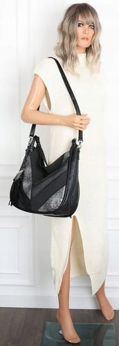 Torebka Damska Shopper Worek Pojemna Torba na Ramię Modna MC513 Czarna na Arena.pl