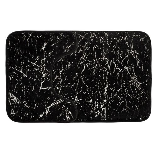 Dywaniki łazienkowe kpl. 2 el. czarny stylowy srebrny wzór miękkie puszyste na Arena.pl