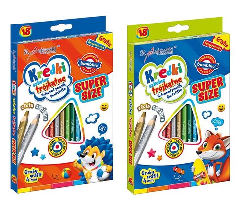 Kredki Szkolne Trójkątne Super Size 18 Kol. + Tem na Arena.pl