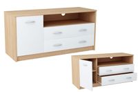 Komoda RTV R1D2S Roberto K027 55x110x41 cm Dąb Sonoma - Biały 55x110x41 cm