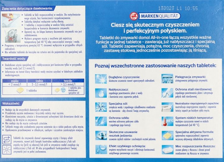 DOMOL TABLETKI DO ZMYWARKI 70 SZT zdjęcie 2