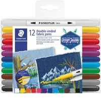 markery dwustronne do tkanin staedtler 12 kolorów
