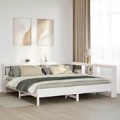 Łóżko z regałem, bez materaca, białe, 180x200 cm, sosnowe