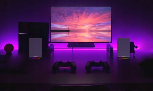 MOZOS Mini S4 głośniki komputerowe do laptopa telewizora stereo LED RGB USB na Arena.pl