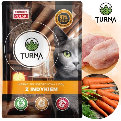 karma mokra dla kota z indykiem turna cats 100g saszetka bez zbóż naturalna na Arena.pl