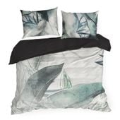 Pościel ARTIST 220x200 + 70x80 satyna bawełna jasnoszara z miętą