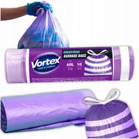 VORTEX Worki na śmieci z taśmą ściągającą HDPE 60X65CM fioletowo