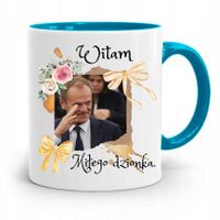 Kubek Błękitny Donald Tusk Po Platforma Prezent Z Nadrukiem Ze Zdjęciem