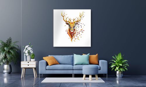 OBRAZ NA PŁÓTNIE 025 Geometryczny jeleń 40x40cm na Arena.pl