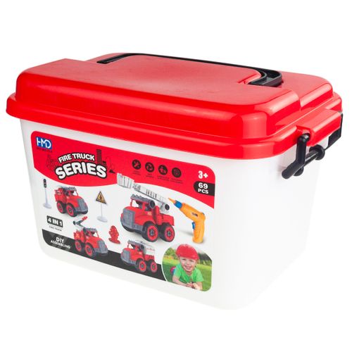 MAŁY STRAŻAK ZESTAW MAŁEGO STRAŻAKA POJAZDY AUTKA WÓZ AKCESORIA HEŁM 4 W 1 na Arena.pl