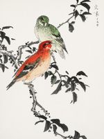 Plakat 15x20cm Crossbill, Kashu Japoński Vintage do Salonu