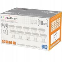 Zestaw 10x Żarówka LED GU10 8W=60W SMD 806lm Premium Nie Mruga Ciepła