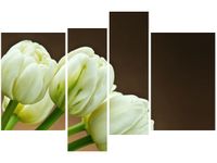 130CM 85 OBRAZ 4 ELEM BIAŁE TULIPANY ŚCIENNY