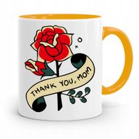 Kubek Żółty Prezent Dla Mamy Matki Thank You Mom Z Nadrukiem Ze Zdjęciem
