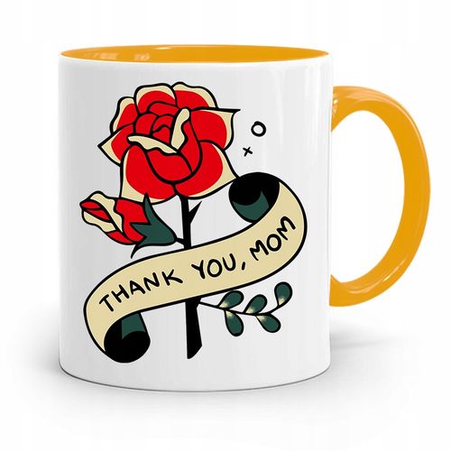 Kubek Żółty Prezent Dla Mamy Matki Thank You Mom Z Nadrukiem Ze Zdjęciem na Arena.pl