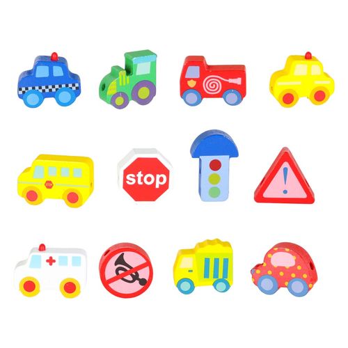 ZESTAW DREWNIANYCH KLOCKÓW  POJAZDY na Arena.pl