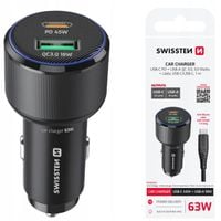 ŁADOWARKA SAMOCHODOWA 1x USB-C PD + 1x USB-A 63 W kabel USB-C 1m