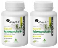 Aliness Ashwaganda 560 mg 9% 2x100kaps. Spokój Sen Wytrzymałość Niepokój