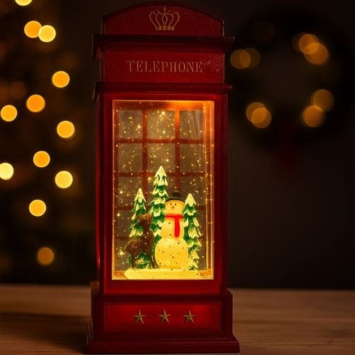 Budka Telefoniczna Świąteczna z Bałwankiem, Pozytywką i Brokatem LED na Arena.pl