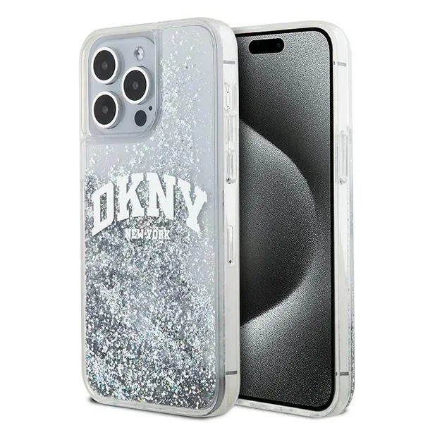 Etui DKNY Liquid Glitter Big Logo na iPhone 15 Pro - białe zdjęcie 1