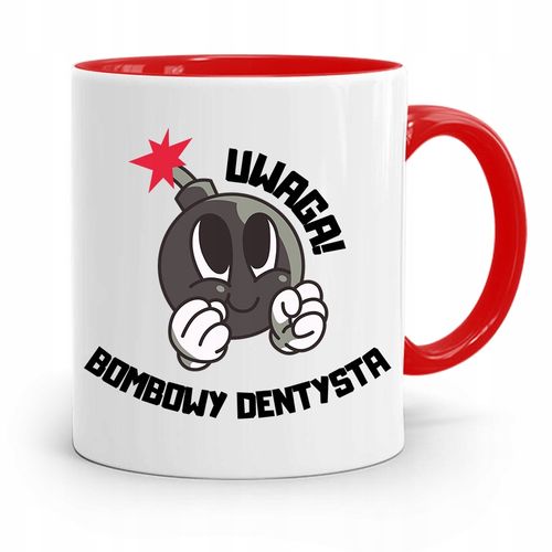 Kubek Czerwony Prezent Dentysty Bombowy Dentysta Z Nadrukiem Ze Zdjęciem na Arena.pl