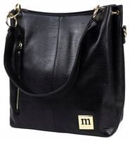 Torebka Damska MONNARI SHOPPER NA RAMIĘ Listonoszka Czarna PASEK LOGO