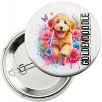 Przypinka z agrafką 59mm - PIES PSY PIESEK RASA GOLDENDOODLE