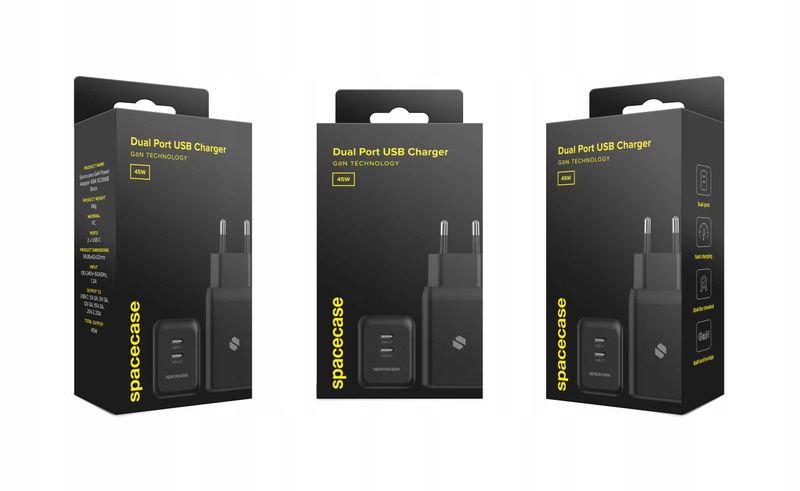 Spacecase Usb Charger 45W Gan Sc006B Black zdjęcie 16