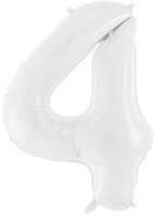 Balon foliowy Cyfra 4, 86cm, biały XL
