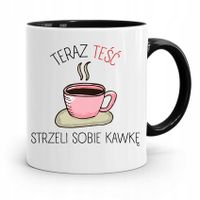 Kubek Czarny Dla Teścia Strzeli Sobię Kawkę Z Nadrukiem Ze Zdjęciem