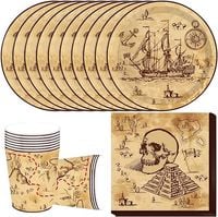 Zestaw urodzinowy kubki talerze Piracie skarb SUP