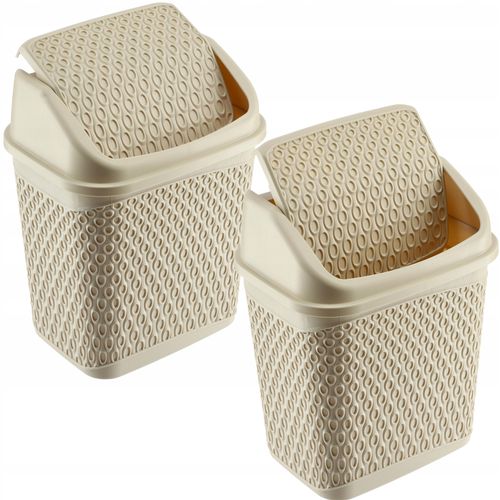 KADAX Kosz Na Śmieci Łazienkowy Beżowy 6,2L Uchylny Pojemnik na Arena.pl