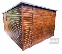 SCHOWEK - DOMEK OGRODOWY 3m x 4m spad tył - Brama + okno - drewnopodobny BOX87 3x4