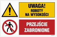 Uwaga! Roboty Na Wysokości, Przejście Zabronione 700 X 467  - Duża Tablica