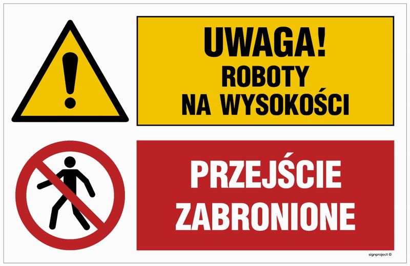 Uwaga! Roboty Na Wysokości, Przejście Zabronione 700 X 467 - Duża Tablica zdjęcie 1