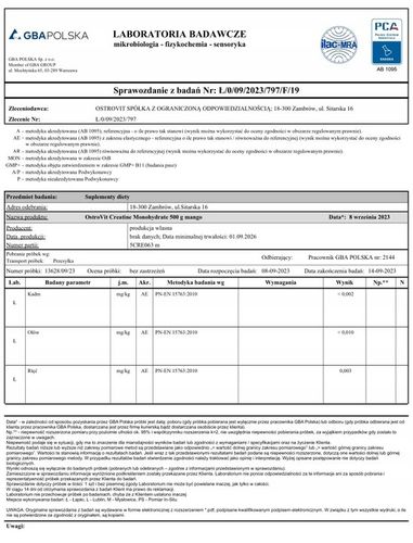 OstroVit Creatine Monohydrate 500 g KREATYNA MONOHYDRAT na Arena.pl